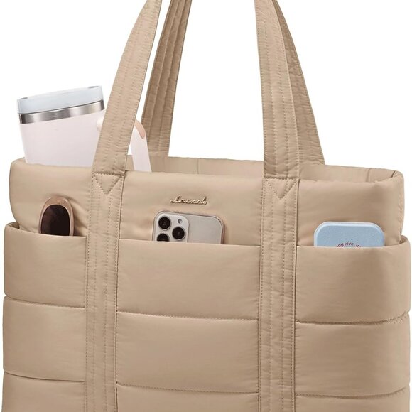 Handbags - Puffer Tote Laptop Work and Travel Bag for Women